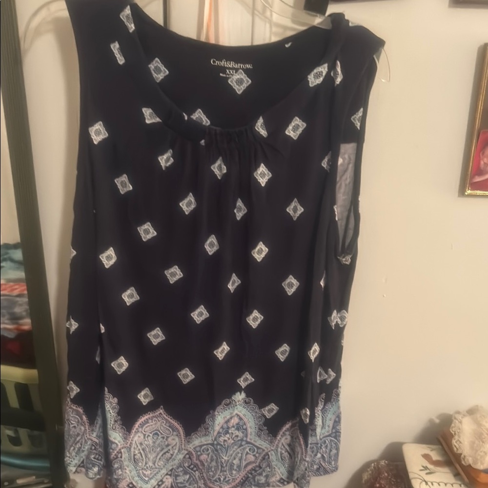 Croft & Barrow Women's Navy Blue Sleeveless Top